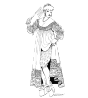 A coloring page of renaissance clothing